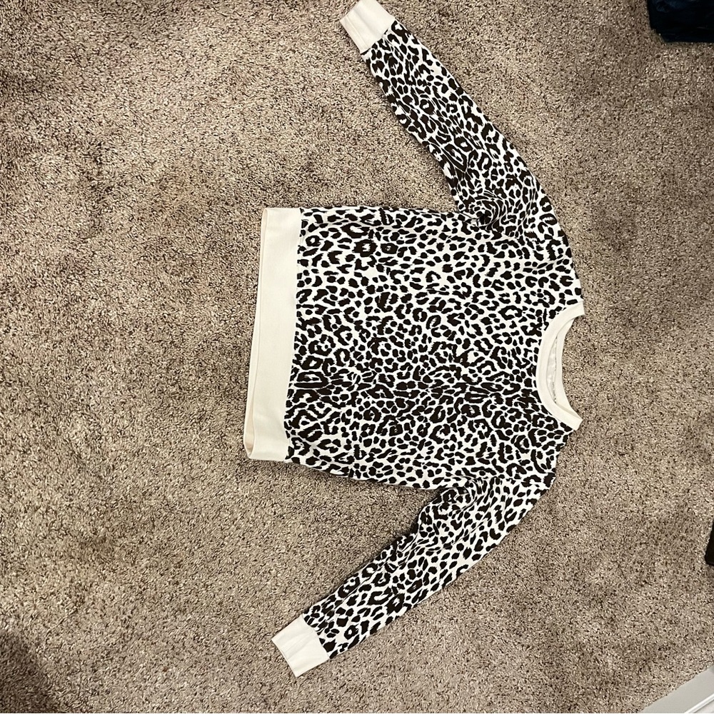 J. Crew Brown and Cream Animal Print Sweatshirt